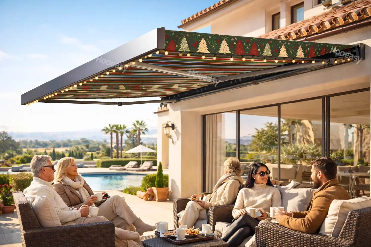 Hooeasy-Company-Awning-Products-in-Christmas-Resort-Usage-Scenarios