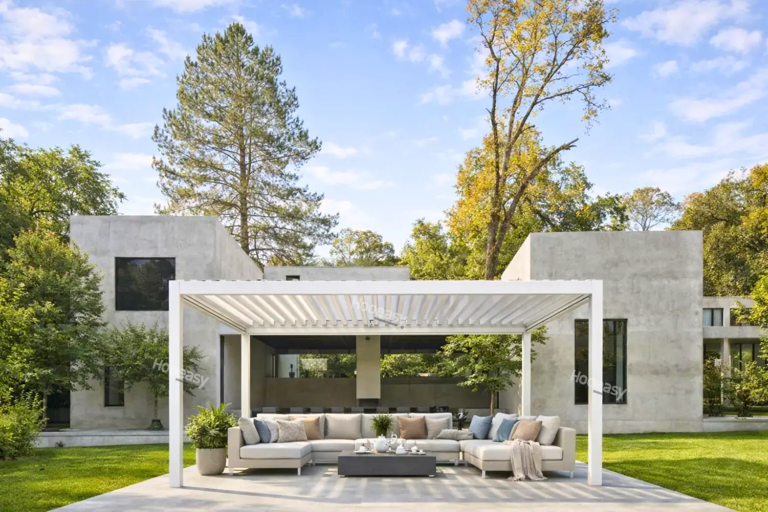 2026 Market Outlook: Smarter、Greener and More Profitable Outdoor Shading Solutions 1 Hooeasy-Company-White-8630-Pergola-Product-Images