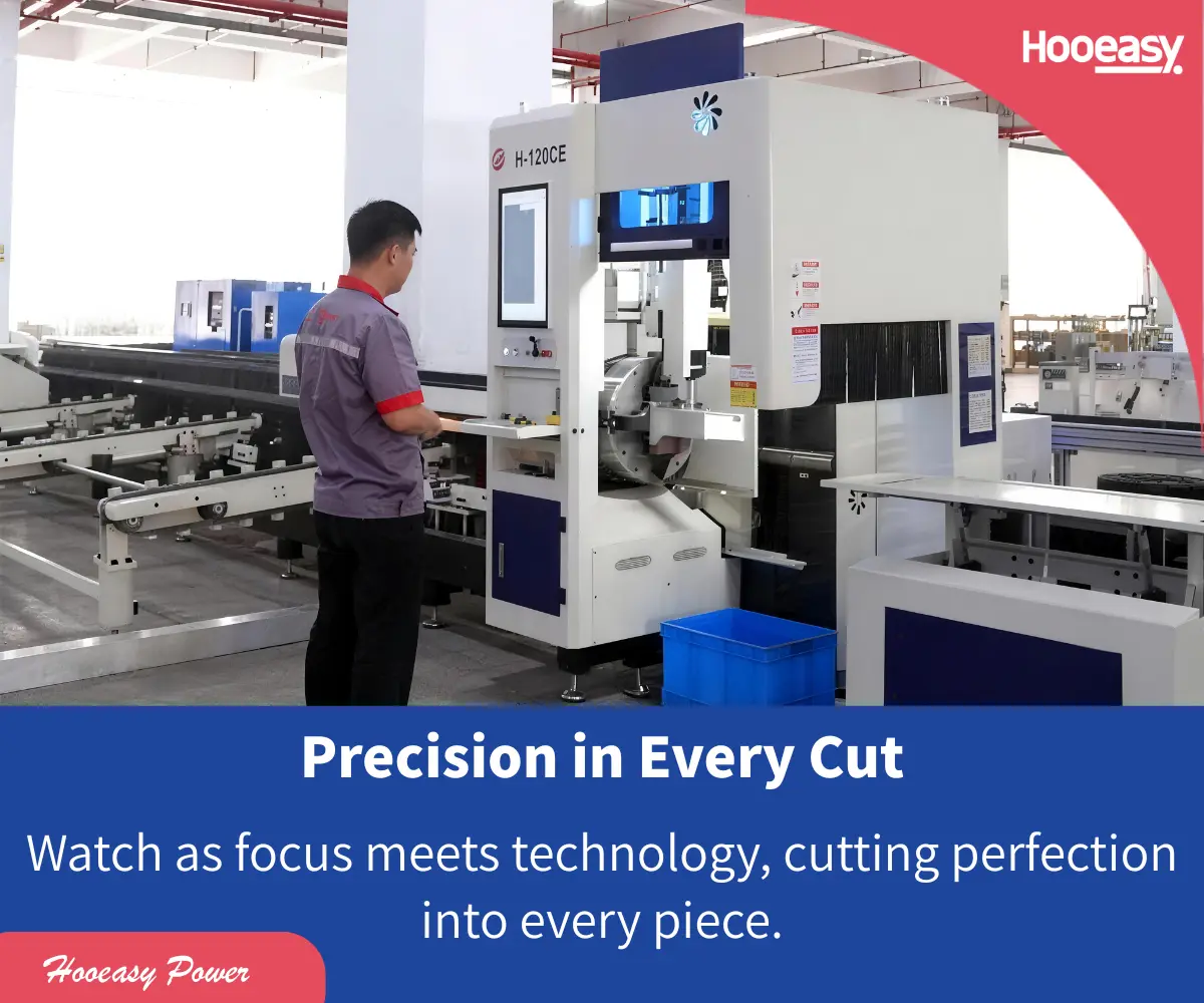 Hooeasy employees diligently operate laser cutting machines