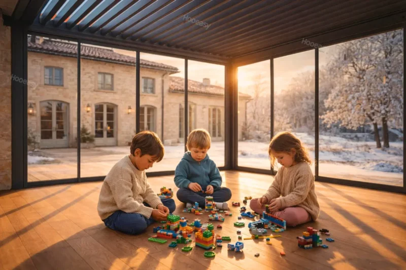 Data-Driven Insights: What European Buyers Really Want in Awnings & Pergola Systems 5 Hooeasys pergola products are showcased in a specific application scenario as a childrens play area