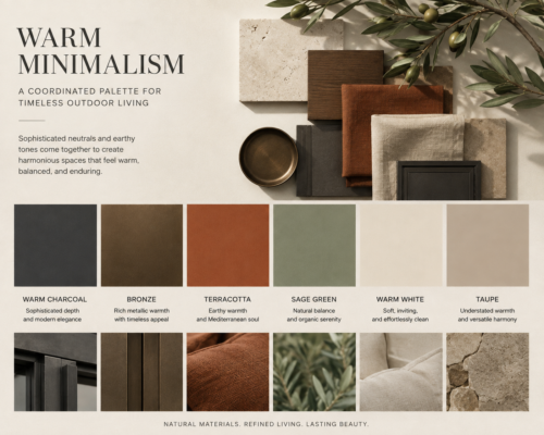 Warm Minimalism: The 2026 Color Palette Transforming Outdoor Spaces 2 2026 outdoor color trends warm charcoal bronze terracotta sage and warm white