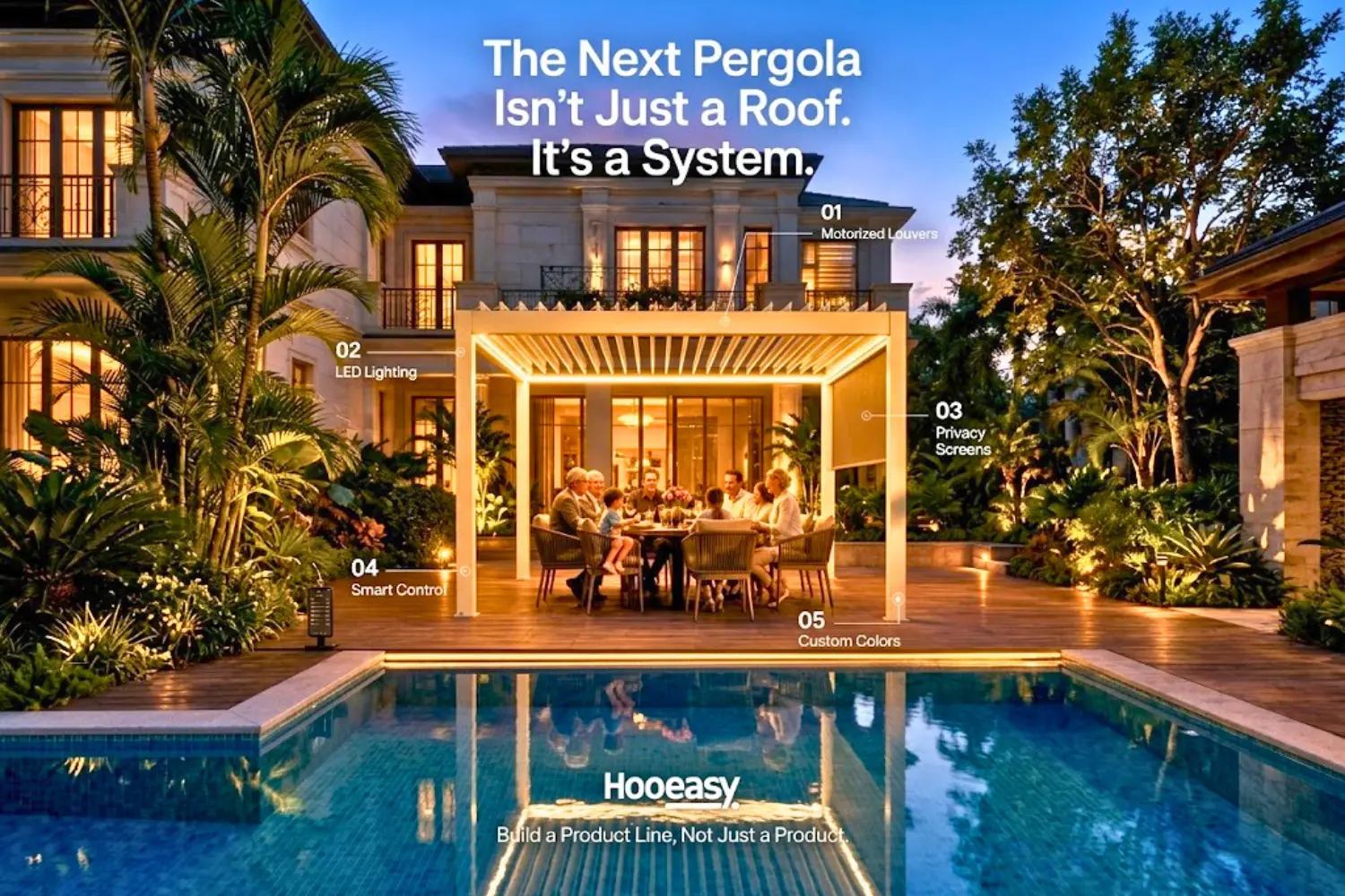 Pergola Market to Hit $4.74B in 2026: What B2B Buyers Need to Know 5 Motorized aluminum louvered pergola system with smart outdoor living features