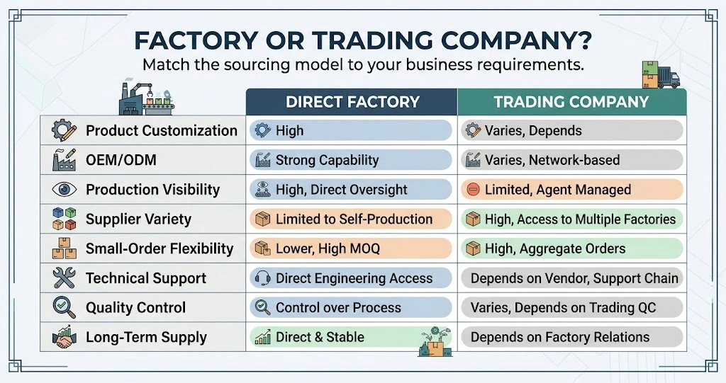 Pergola factory versus trading company decision matrix for B2B buyers