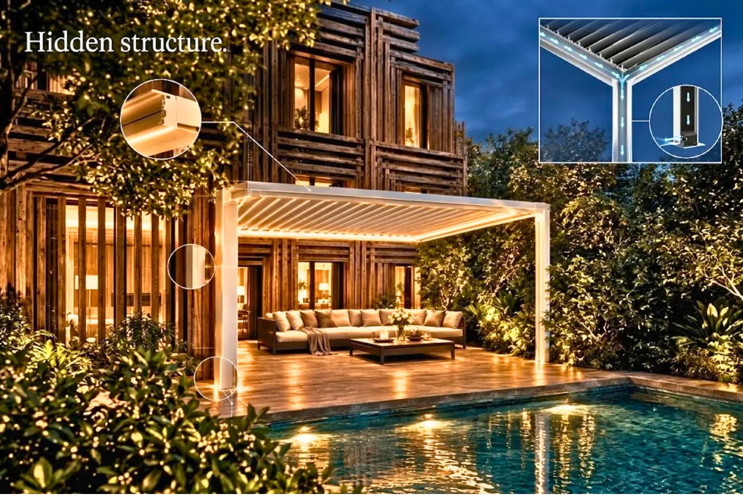 From Static to Smart: 3 Pergola Trends That Make Gardens Look Expensive 2 hidden support floating pergola roof.jpg