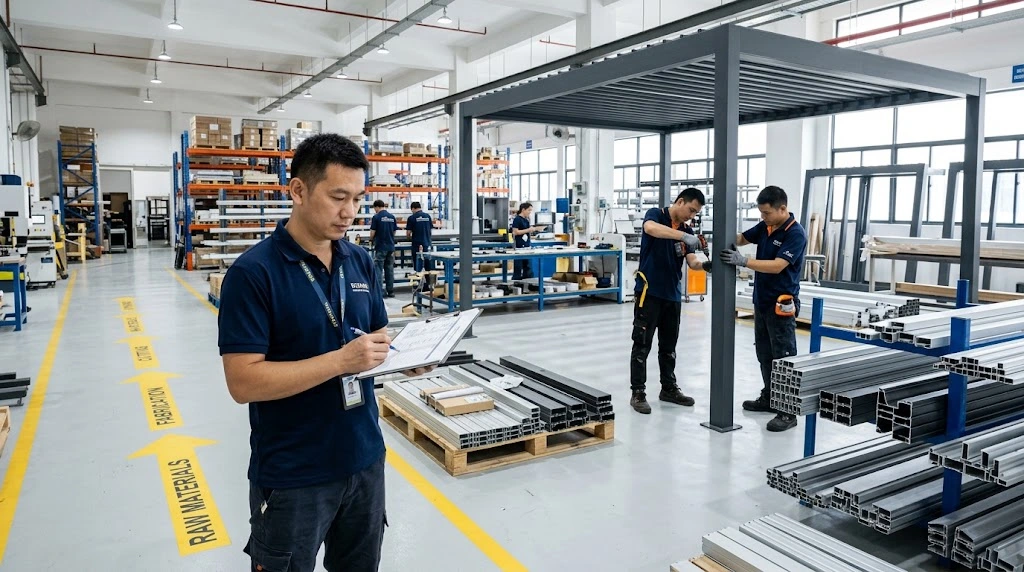 What Makes a Good Pergola Factory? 12 Factory Capabilities B2B Buyers Should Check 9 Pergola factory production planning and assembly operations for managing B2B order capacity